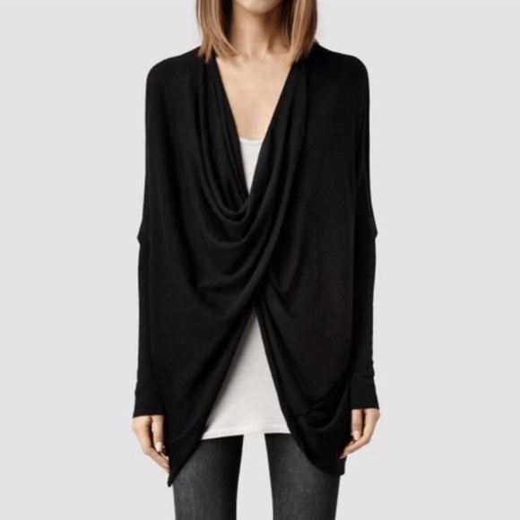 All Saints Black Drape Sweater - Picture 7 of 7